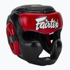 Casco da boxe Fairtex Diagonal Vision - Copertura totale della testa nero/rosso