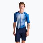 Tuta da ciclismo da uomo 2XU Aero Sleeved mezzanotte/bianco