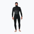 Uomo Rip Curl Dawn Patrol Hooded 6/4 mm Chest Zip Swim Foam Nero