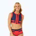 Rip Curl Coco Short Sleeve Vest top da bagno rosso/blu scuro
