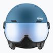 Casco da sci UVEX Wanted Visor blu pietra opaco/blu specchio/fumo