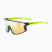 UVEX occhiali da sole per bambini Skyryse Jr nero/giallo opaco/giallo specchiato