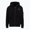 Felpa Alpha Industries Back Print Zip da uomo, nero