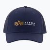 Uomo Alpha Industries Label Trucker berretto da baseball rep.blu