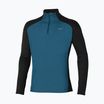 Maglietta Mizuno Hybrid LS a manica lunga da uomo per il running, nero/blu wing teal