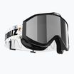 Occhiali da sci per bambini Bliz Liner Jr nero bianco logo/marrone&argento specchio