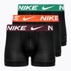 Nike Dri-Fit Essential boxer da uomo 3 paia nero verde/hyper crimson/bordeaux