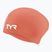 Cuffia da nuoto TYR Long Hair Wrinkle Free Silicone coral/white