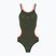 Costume da bagno intero donna arena One Double Cross Back One Piece dark sage/nero/rosso fluo