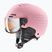 Casco da sci per bambini UVEX Rocket Visor Jr rosa confetto opaco/specchio argento/lasergold lite