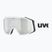 Maschera da sci UVEX Gravity FM white matt/mirror silver/green/clear