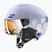 Casco da sci per bambini UVEX Rocket Visor Jr cool lavender abstract matt/mirrorsilver/lasergold