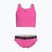 Costume da bagno a due pezzi per bambini Nike Logo Tape Crossback Midkini iper rosa