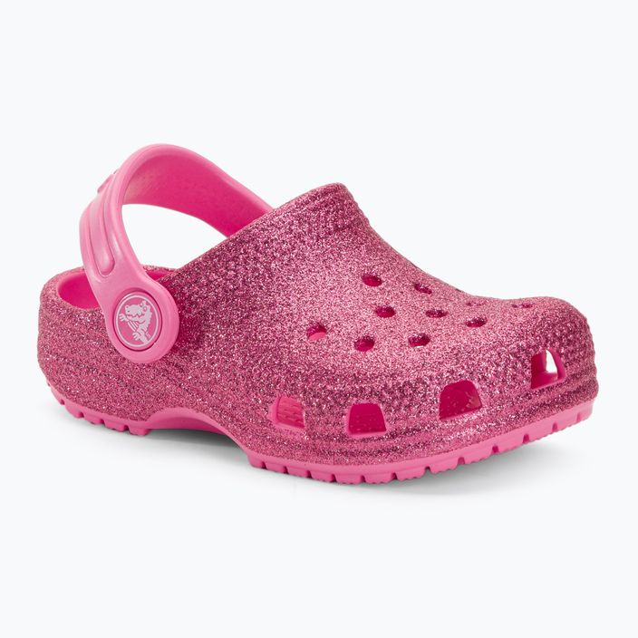 Crocs Classic Glitter Clog T rosa limonata infradito per bambini 2