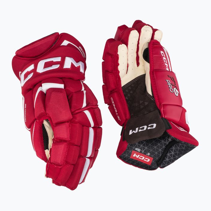 Guanti da hockey CCM JetSpeed FT6 Pro SR rosso/bianco