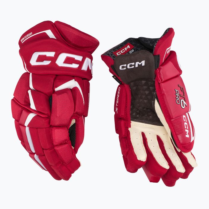 Guanti da hockey CCM JetSpeed FT6 Pro SR rosso/bianco 2