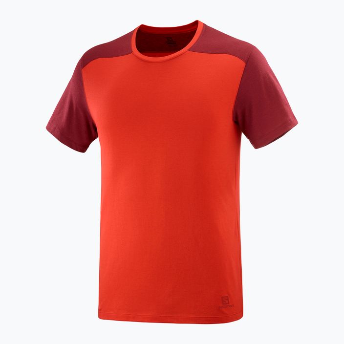 Salomon Essential Colorbloc maglia da trekking da uomo rosso fuoco/cabernet