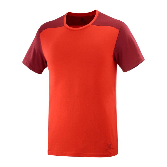 Salomon Essential Colorbloc maglia da trekking da uomo rosso fuoco/cabernet 2