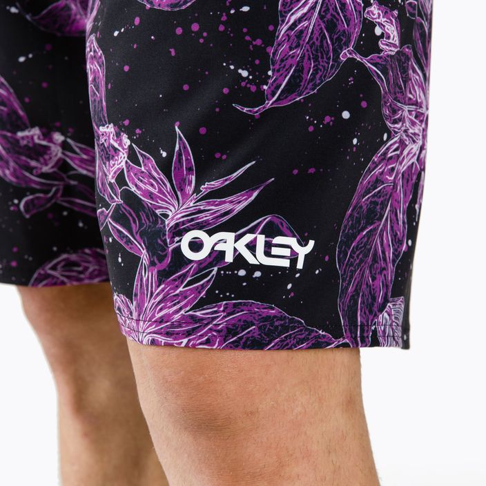 Pantaloncini da bagno Oakley Retro Split 21 da uomo con fiori e strisce viola 8