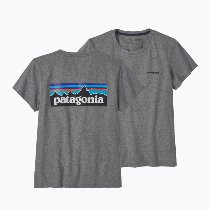 Maglietta da trekking Patagonia P-6 Logo Responsibili-Tee gravel heather da donna 3