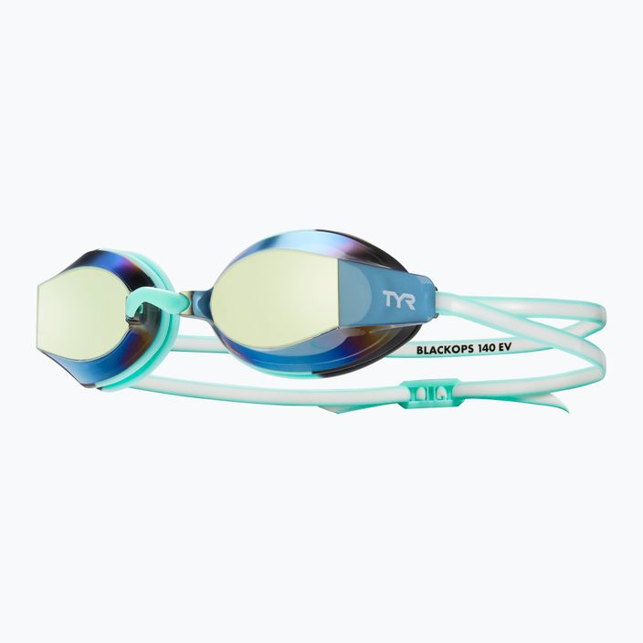 Occhiali da nuoto da donna TYR Blackops 140 Ev Racing Mirrored oro/ menta/ bianco