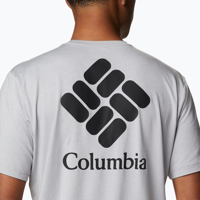 Maglietta da trekking Columbia Tech Trail Graphic uomo columbia grey heather/csc stacked logo 3