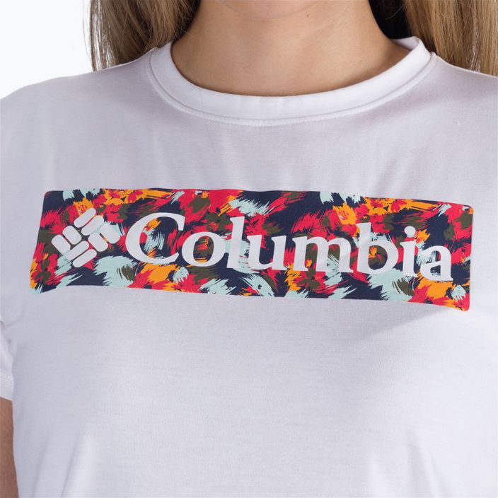 Maglietta da trekking Columbia da donna Sun Trek Graphic bianco/tifone telaio 5