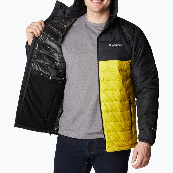 Piumino Columbia Powder Lite Hooded laser lemon/nero da uomo 9