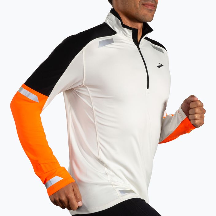 Felpa da running Brooks Run Visible 1/2 Zip 2.0 ecru/fluoro flash/nero da uomo 3