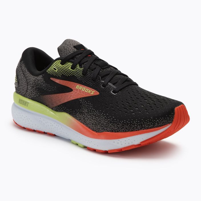 Brooks Ghost 16 scarpe da corsa da uomo nero/rosso mandarino/verde