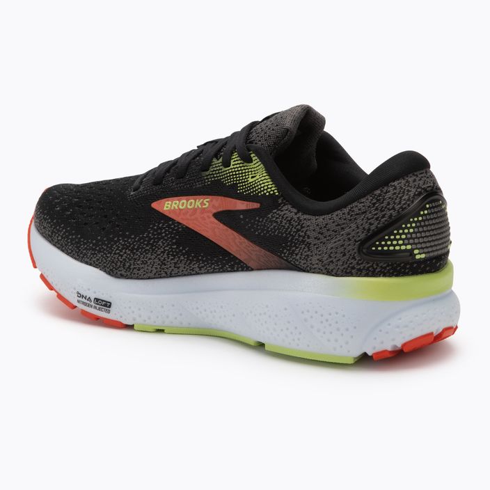 Brooks Ghost 16 scarpe da corsa da uomo nero/rosso mandarino/verde 3