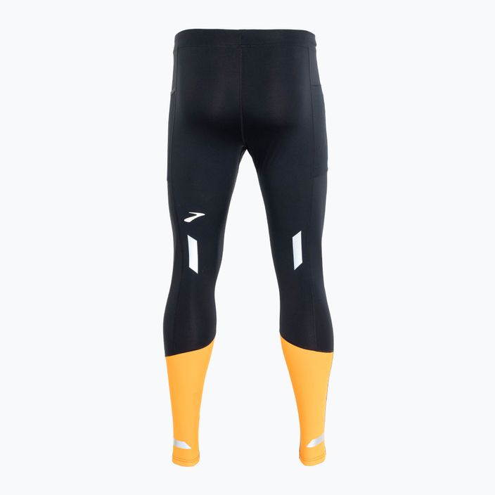 Brooks Run Visible Tight 2.0 da uomo, leggings da corsa nero/fluoro flash 2