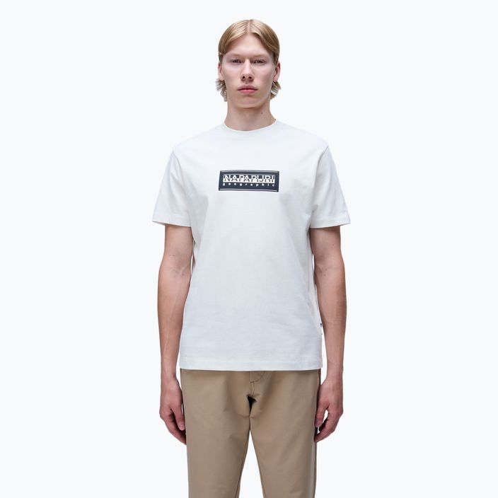 T-shirt Napapijri S-Box Logo uomo con airone bianco