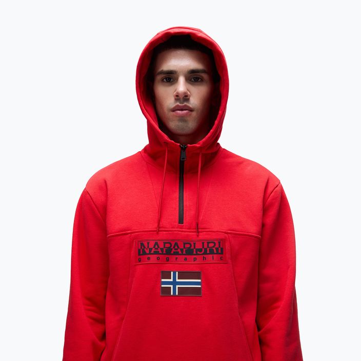 Felpa da uomo Napapijri Burgee Half Zip Hooded 2.0 rosso goji 4