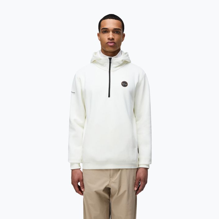 Felpa da uomo Napapijri B-Badge Half Zip Hooded white heron