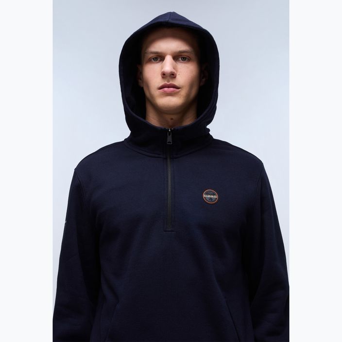 Felpa da uomo Napapijri B-Badge Half Zip Hooded blu marine 5