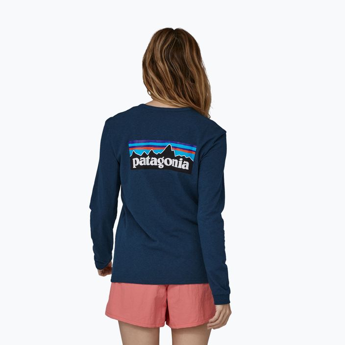 Maglietta da trekking a maniche lunghe Patagonia P-6 Logo Responsibili-Tee donna blu maremma 2