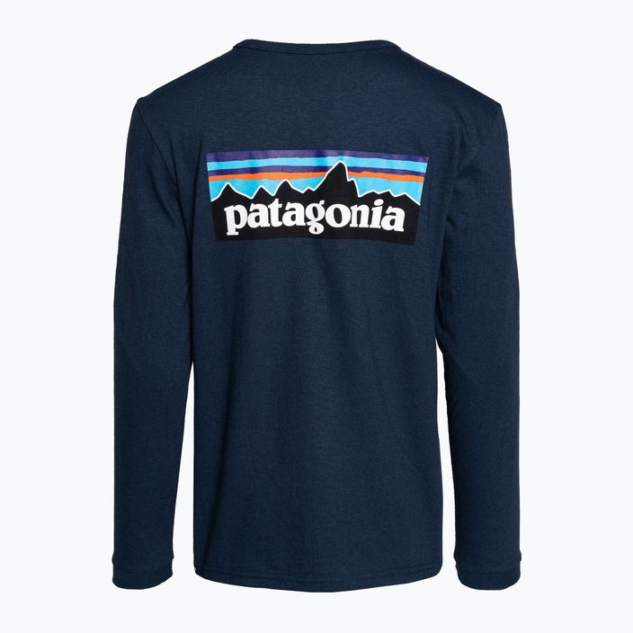 Maglietta da trekking a maniche lunghe Patagonia P-6 Logo Responsibili-Tee donna blu maremma 4