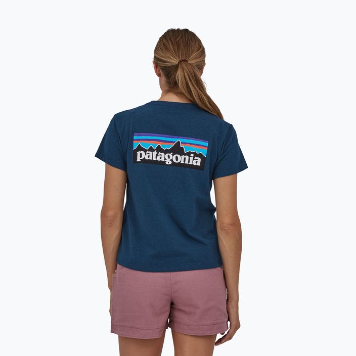 Maglietta da trekking da donna Patagonia P-6 Logo Responsibili-Tee blu marea 2