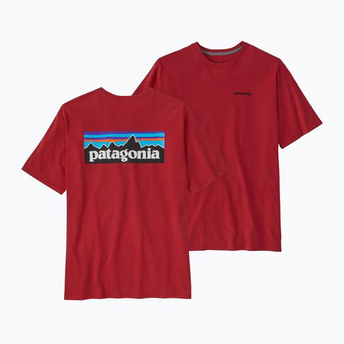 Maglietta da trekking da uomo Patagonia P-6 Logo Responsibili-Tee rosso 3