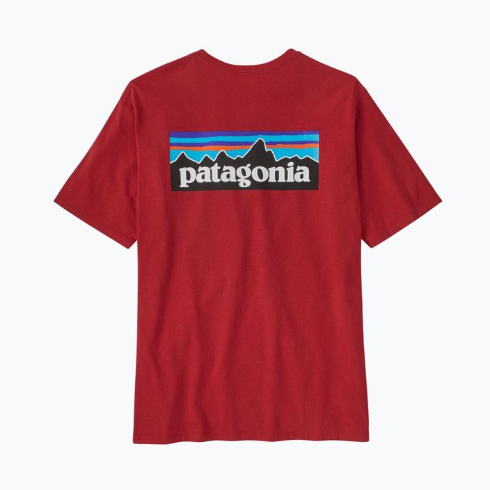 Maglietta da trekking da uomo Patagonia P-6 Logo Responsibili-Tee rosso 5