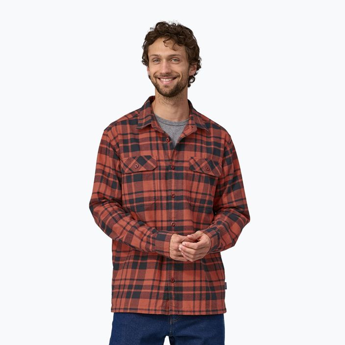 Camicia da uomo Patagonia in cotone organico MW Fjord Flannel ice caps/burl red