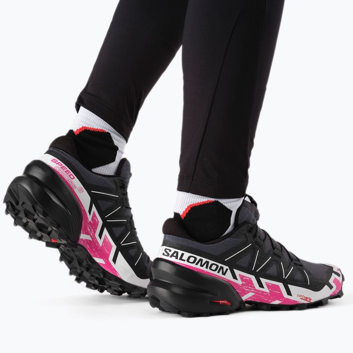 Salomon Speedcross 6 scarpe da corsa da donna ebano/bianco/molto berry 4