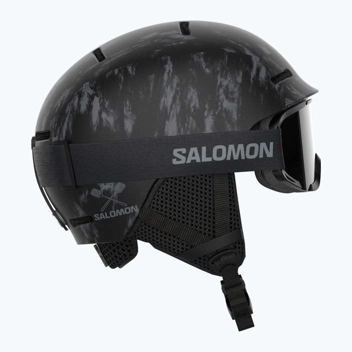 Salomon Player Combo Casco da sci per bambini + occhiali XV Jr nero tie&dye/nero argento 6