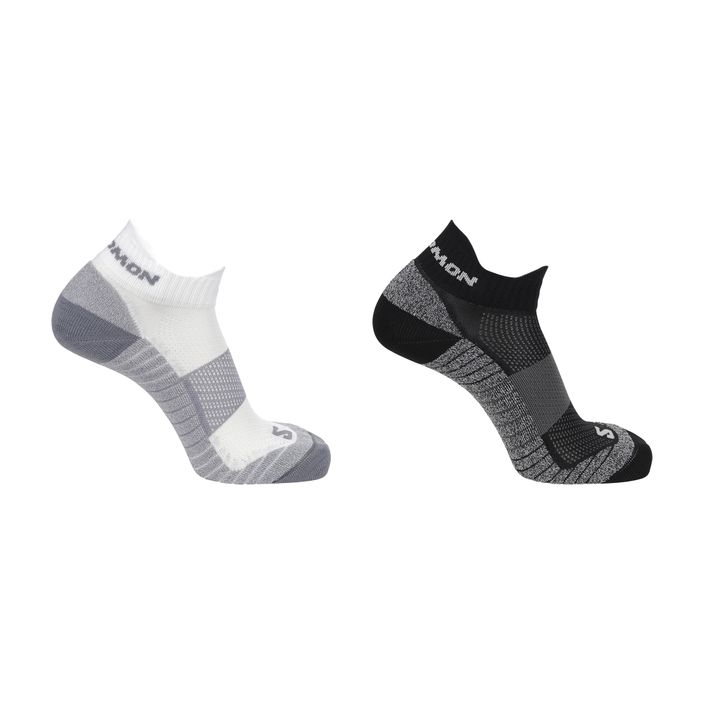 Salomon Aero Ankle 2-Pack calzini da corsa 2 paia nero/bianco 2