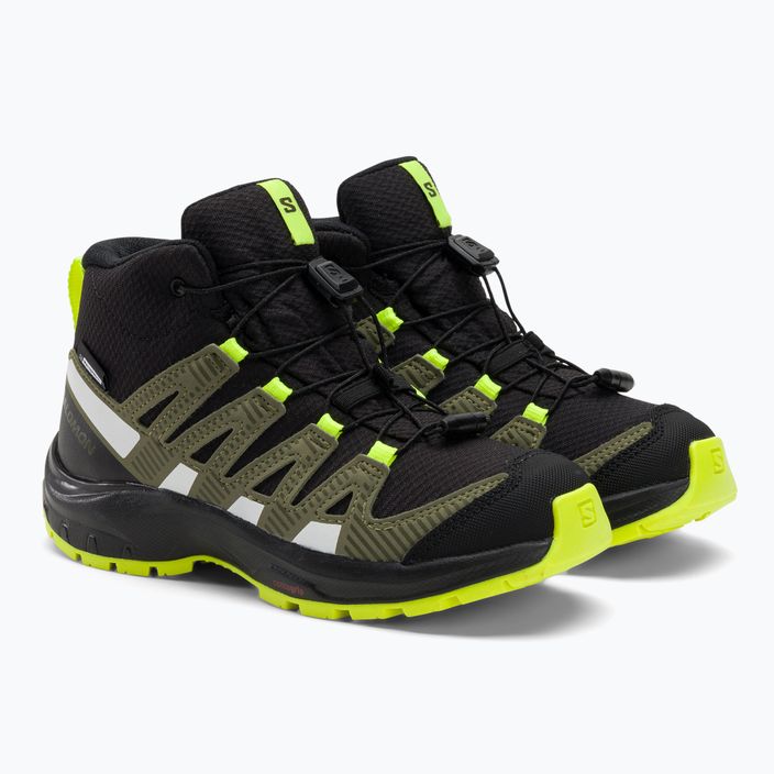 Salomon XA Pro V8 Mid CSWP scarpe da trekking per bambini nero/verde lichene scuro/y 4
