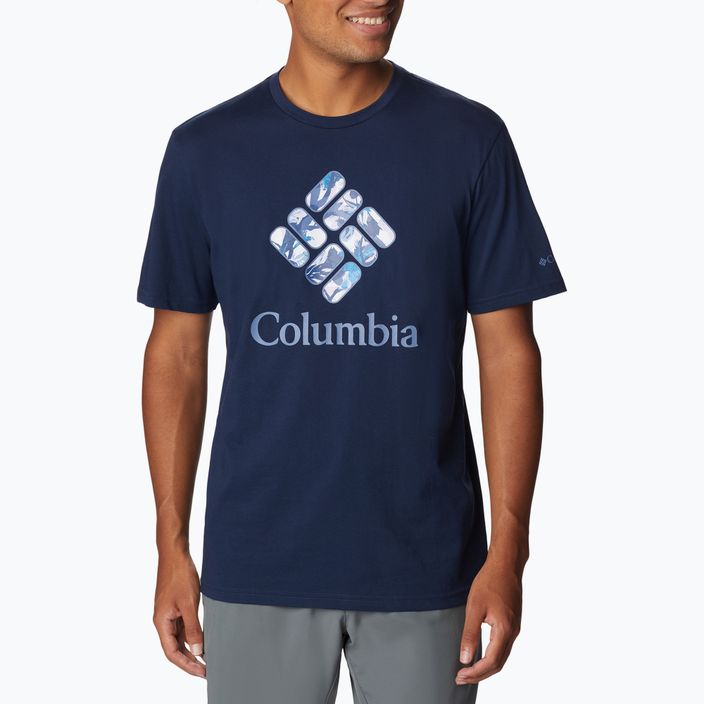 Columbia Rapid Ridge Graphic camicia da trekking da uomo collegiale navy/csc stacked floral grx