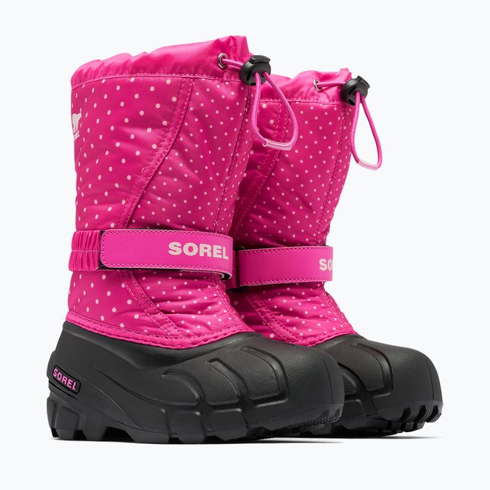 Sorel Flurry Print Girls fucsia fizz/nero stivali da neve per bambini 13