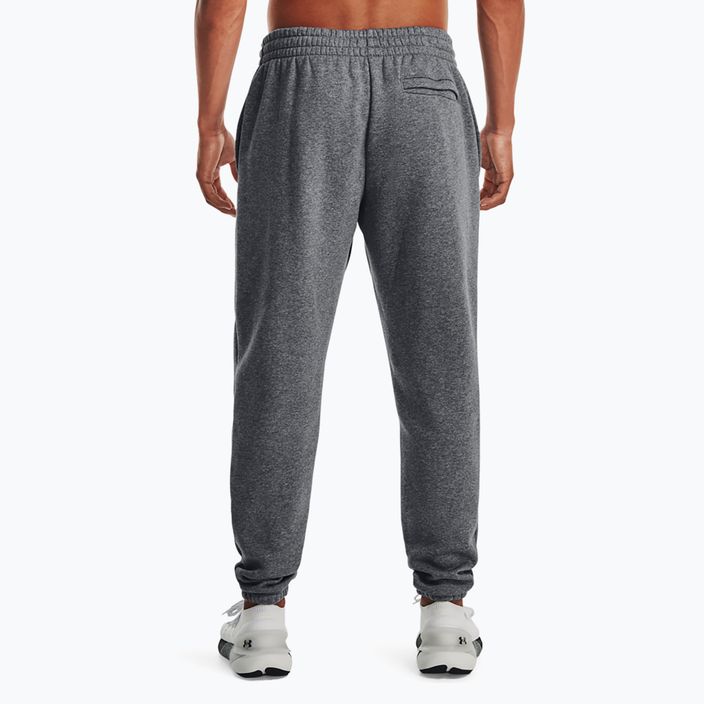 Pantaloni da allenamento maschili Under Armour Essential Fleece Joggers grigio medio melange/bianco 3