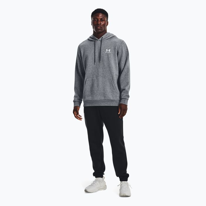 Felpa con cappuccio Under Armour Essential Fleece da uomo grigio pece medio/bianco 2